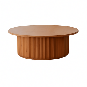 Ribbed Coffee Table - Beech Wood Base - Round Design
