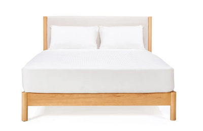 Canvas Beech Wood Bed with Upholstered Headboard