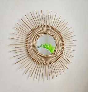 Queen Sun Handcrafted Natural Bamboo Mirror – Boho Design