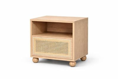 Nightstand with Rattan Cane Drawer