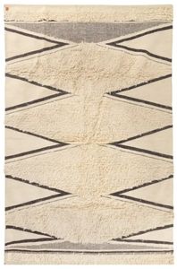 Minimalist Boho Wool Rug – Handwoven with Tribal Geometric Patterns