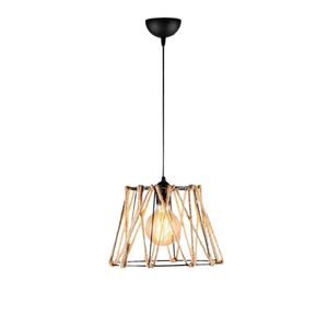 Modern Jute Pendant Light With Black Steel Frame - YL728