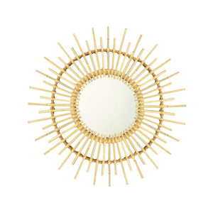 Sunburst Bamboo Wall Mirror – Eco-Friendly and Stylish - 60 cm