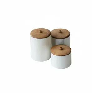 Clea Marble Jars With Wooden Lids