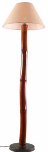 Asia Bamboo Floor Lamp black Base ~ Beige Shade