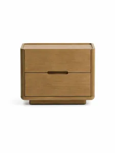 Ostrel Wood Bedside Table With Two Drawers