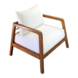 Hedj Armchair With Wooden Frame - Cushioned Back & Seat