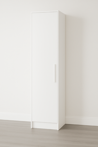 Hinged wardrobe in laminate wood structure and doors.
