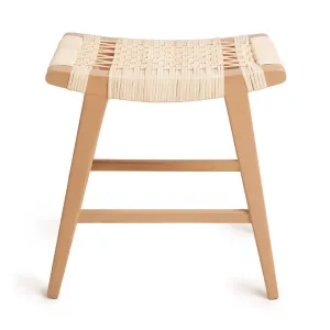 BP034 Stool With Slanted Beech Wood Legs & Woven Wicker Seat