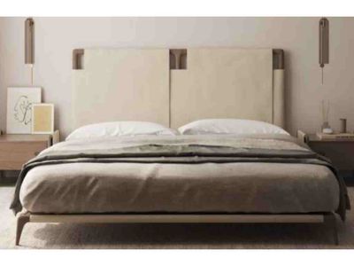 Fabric Bed Beech Base And Upholstered Headboard