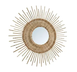 Queen Sun Handcrafted Natural Bamboo Mirror – Boho Design