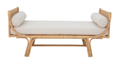 مقعد طويل خيزران ازور بمقعد مبطن فاخر