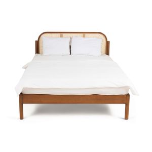 Maui Beech Wood Bed With Cane Headboard