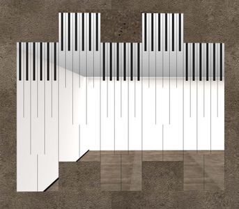 مرآة ستريبس حائطية بخطوط عمودية - تصميم عصري للمساحات الأنيقة