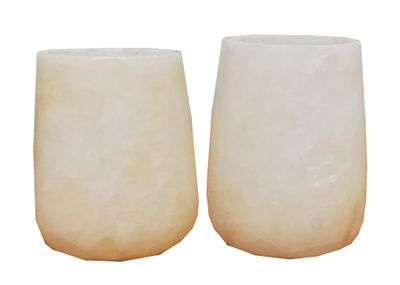 Alabaster Cylinder Vases Duo