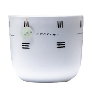 White Black Lines Pot