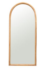 Flora Minimalist Arched Wall Mirror With Wood Frame