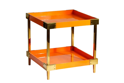Side Table - Stainless Steel Frame - 2 Wooden Levels