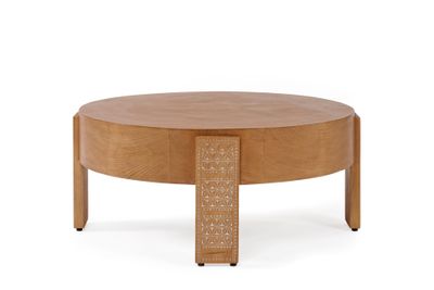 Round Coffee Table with Carvings On The Legs