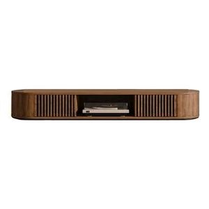 Paige Curved Wall-Mounted TV Unit With Slatted Design