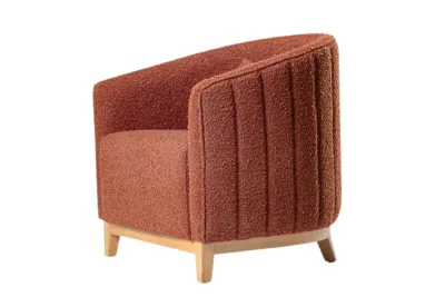 Flutes Lounge Chair - Fully Upholstered - Beech Wooden Legs