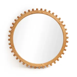 Kholkhal Boho Chic Round Mirror With Wooden Beaded Frame