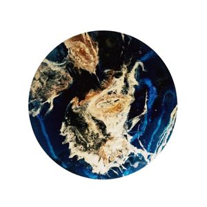 Space Round Epoxy Painting – Handmade Resin on Wood