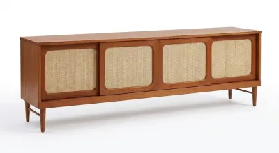 Mid-Century Cane Sideboard - Beech Wood