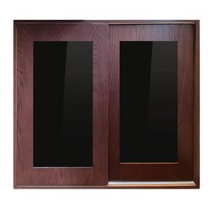 Oak Bar Cabinet with Sliding Doors