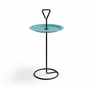 طاولة صينية - أزرق - قاعدة معدن - تصميم دائري