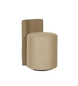 Biscuit Pouf - Fully upholstered With A Back Rest - Beige