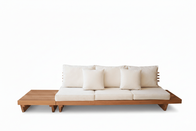 Wooden Sofa with Side Table