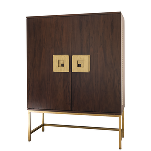 Walnut Bar With Brass Handles