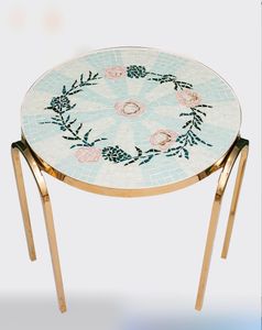 Dome Side Table I - Mosaic Top With Stainless Steel Legs
