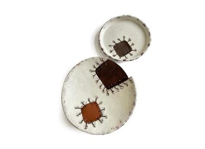Rock Wall Plates – Set of 2 with Leather Details