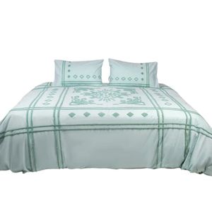 طقم لحاف مطرز بوهو بلون أخضر نعناعي