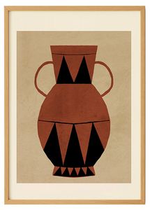 تصميم فازة بلون التيراكوتا والأسود – ديكور جداري بأسلوب ياباندي