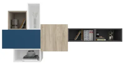 Cube Wall Unit 220 - With Mixed Open & Closed Storage Spaces