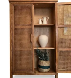 Cane Cabinet With Beech Pine Wood