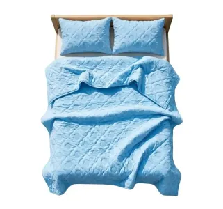 Egyptian Cotton Seashell Quilt - Sky Blue