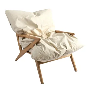 Pillow Lounge Chair With Sturdy Wooden Base