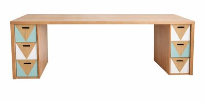 Lina Linear Desk With Attached Set Of Two Drawers