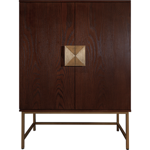 خزانة بار الترا بمقابض نحاسية وقشرة خشب الأرو