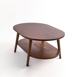 Modern Oval Wooden Coffee Table With Plywood Top Beech Base