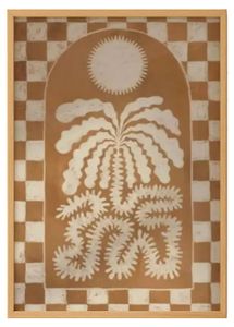 Checkered Palm Tree Print – Japandi Style Wall Art