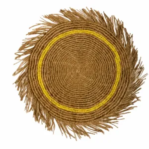 Bamboo Raffia Placemat With Yellow Line