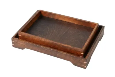Handcrafted Wooden Duo Serving Tray Set