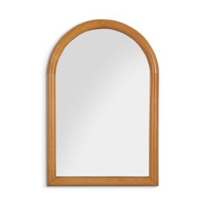 مرآة آبي بإطار خشبي مقوس صغيرة