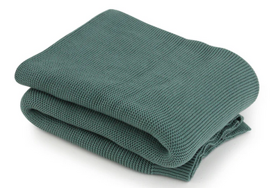 Olive Cotton Knit Throw Blanket