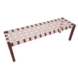 مقعد طويل تابي منسوج بهيكل خشبي